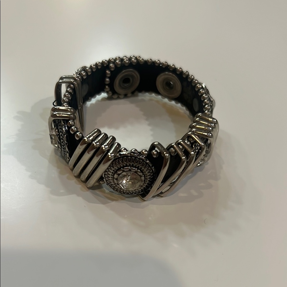 Silver and Black Stretch Bracelet